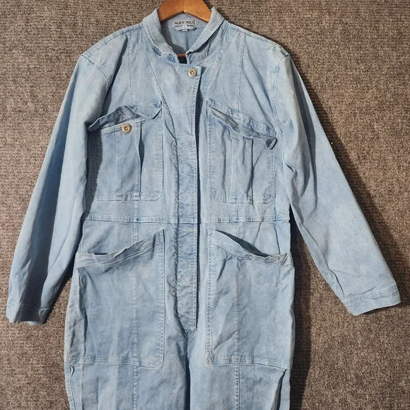 ALEX MILL Indigo Dyed Expedition Linen Cotton Blend Jumpsuit Size L - Picture 5 of 16